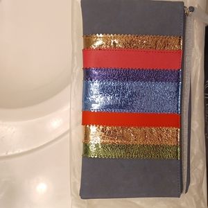 Stella & Dot Navy Multi Metallic clutch